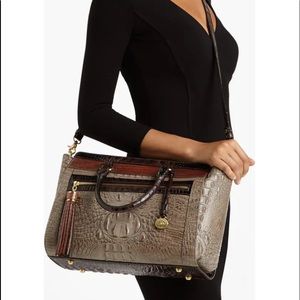 BRAHMIN RARE OSPREY TRI-COLOR “ANNA” BRAHMIN XL SATCHEL CROSSBODY